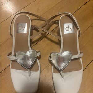 DV by Dolce Vita White Sandals with Silver Heart Accent